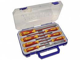 Faithfull VDE Soft Grip Screwdriver Set (Case), 8 Piece SL/PZ/PH/Tester £26.99